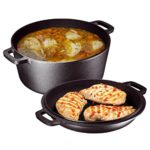 Heavy Duty Pre-Seasoned 2 In 1 Cast Iron Double Du...