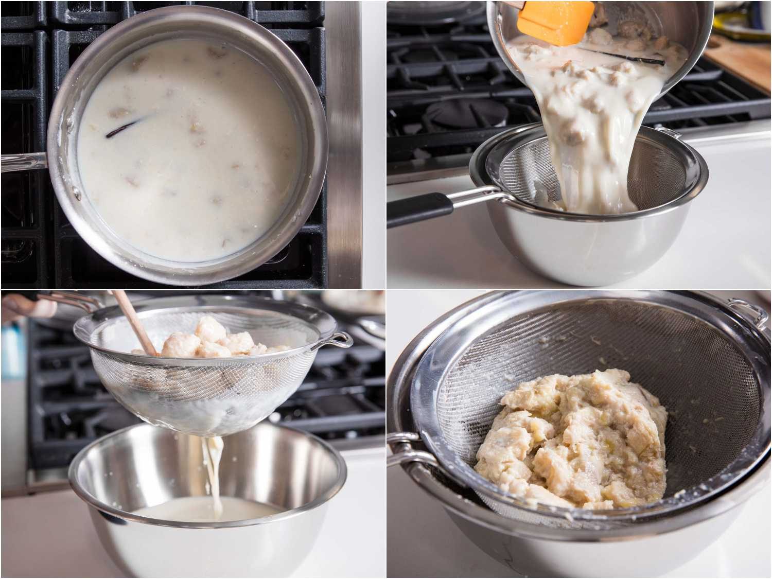 straining the banana milk