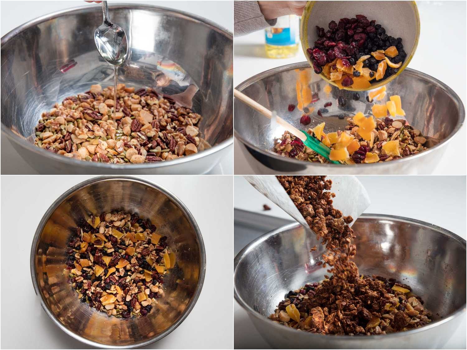 preparing the dried fruit and nuts