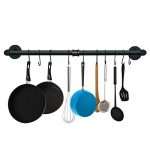 TLBTEK 31.5 Inch Black Pipe Pot Rack Wall