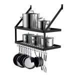 KLXHOME Wall Mounted Pot Rack with 2-Tier 15