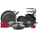 Cast Iron Cookware 11-Pc Set - 8" Skillet + 10" +