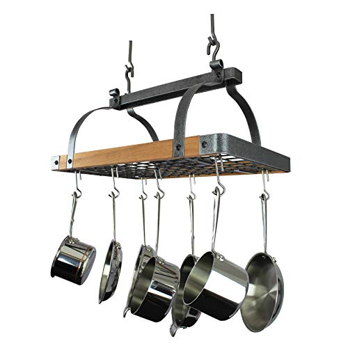 Rectangle Hanging Pot Rack Hammered Steel