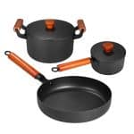 3 Piece Cast Iron Cookware Set Nonstick Iron Pot