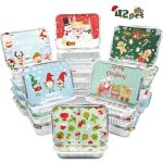 42Pcs Christmas Tin Foil Containers with Lid,