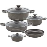 9 Pieces Black Granite Cookware Pan Set Cookware