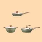 3 Piece Cookware Set Maifan Stone Non-Stick Pot