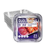 DUOLEMENG 25 pack 8" x 8" Square Aluminum Foil