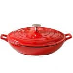 QKLGDETA Red Cast Iron Braiser Pan With Lid,