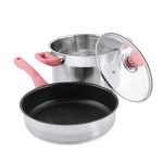 Stainless Steel Pot Set 3 Piece Silicone Nonstick