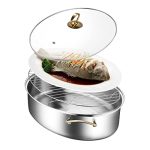 DJFKDYHPE Stainless Steel Fish Steamer Elliptical